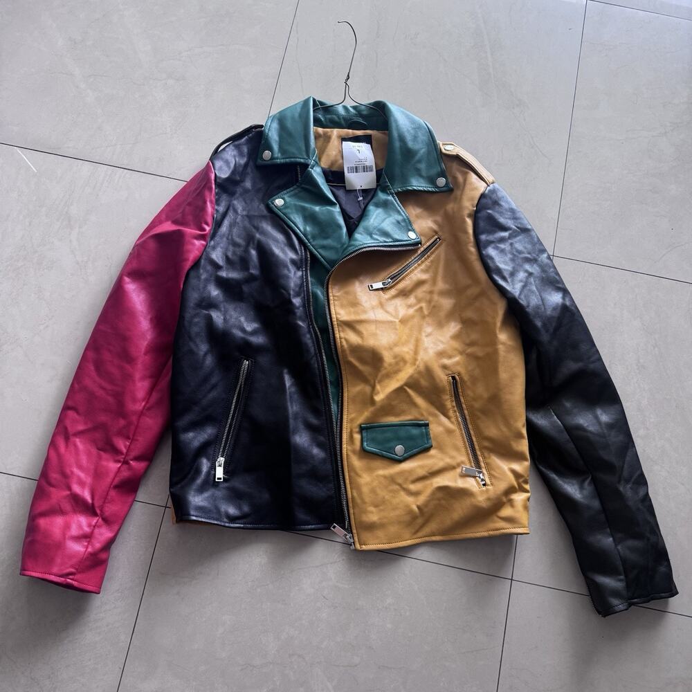 Forever 21 Brown American Idol Leather Color Block Jacket Size L